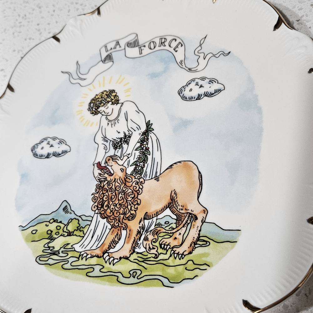 Anthropologie White Gold-Trimmed Tarot Plate 'La Force' - Picture 2 of 8
